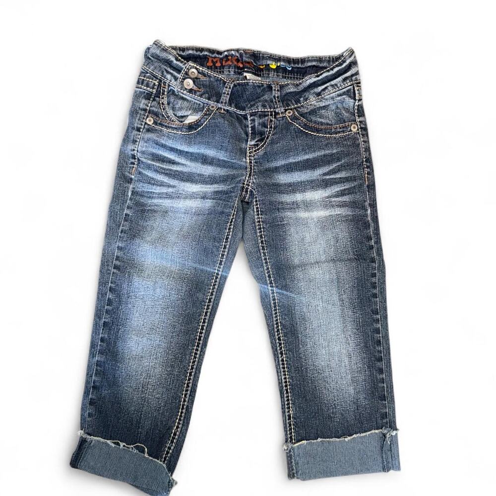 Vintage Y2K Mudd Blue Low Rise Capri Jeans Button Detail Denim Size 0